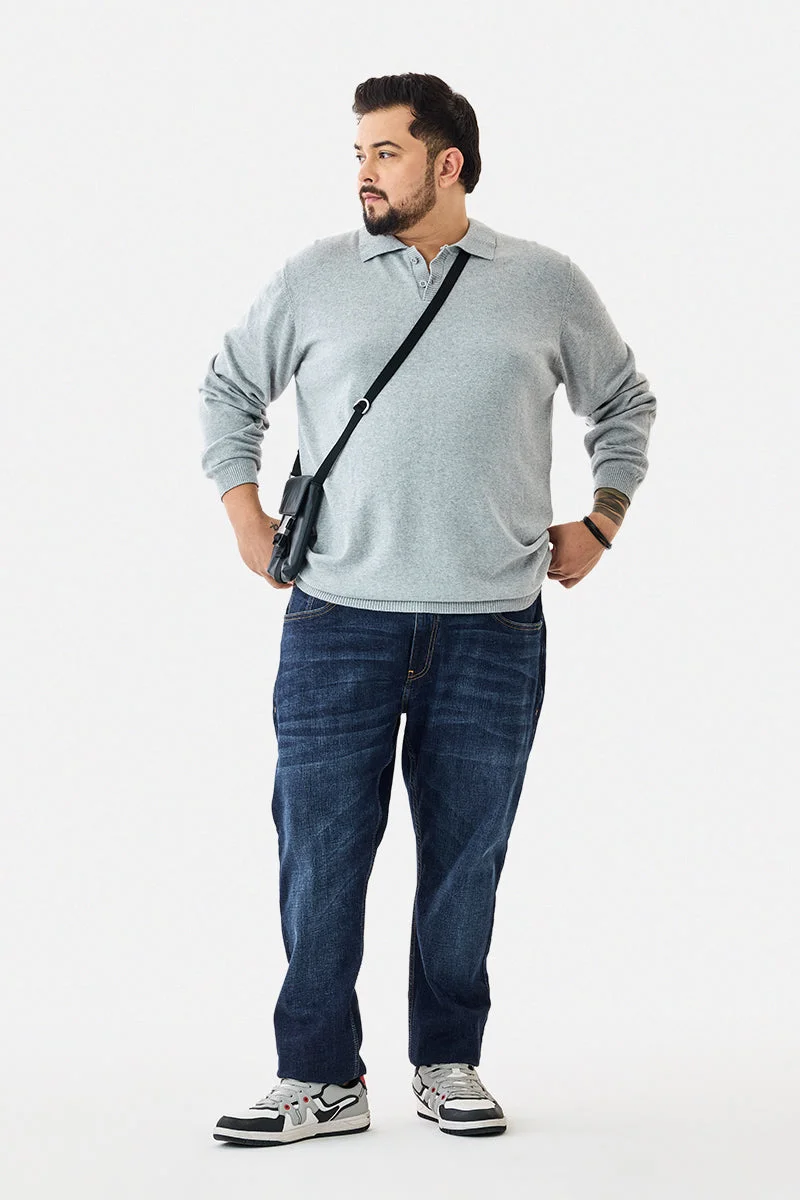 سنيتش Melange Flat Knit Core Lab Plus Size Polo T-Shirt